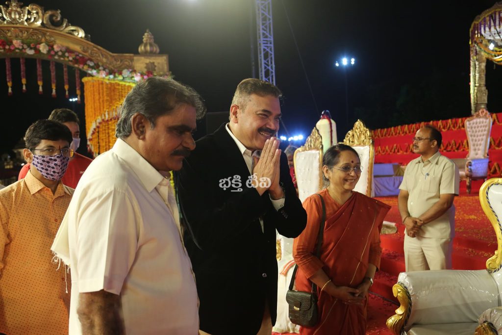NTV Chairman Narendra Chowdary with Hyderabad CP Sri Anjani Kumar IPS at Koti Deepotsavam 2021