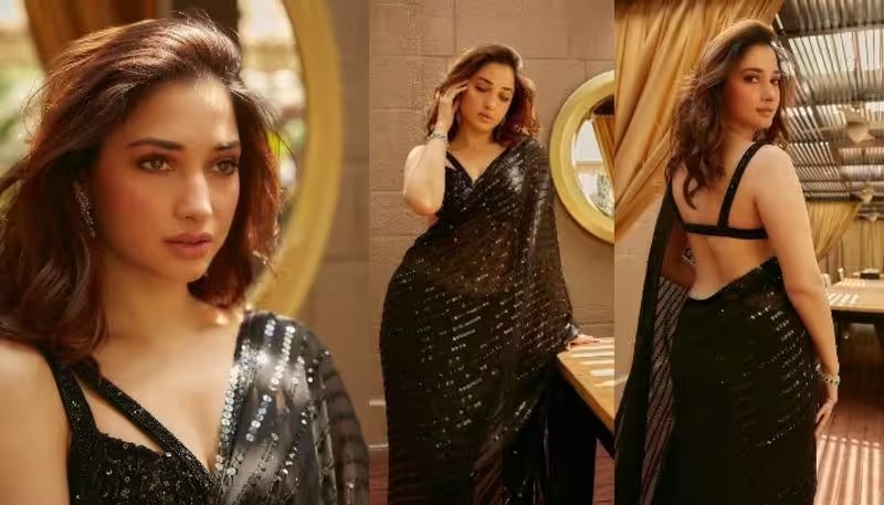 Tamanna Bhatia Mind Blocking Milk Beauty With Back Beauty In Black Saree