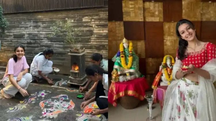 Sitara Seethu Papa Doing Threes For Diwali Photos In Traditional Look