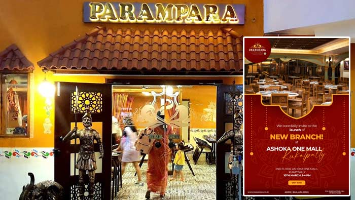 Parampara Restaurant One More New Branch In Kukatpally Opening On March 10th