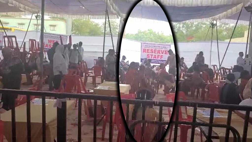 Evm Distribution Center Which Became Chaotic Due To Heavy Rain