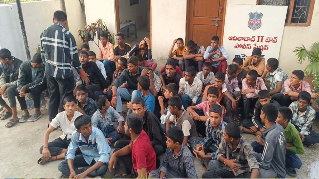 Students Protest In Front Of Adilabad Police Station