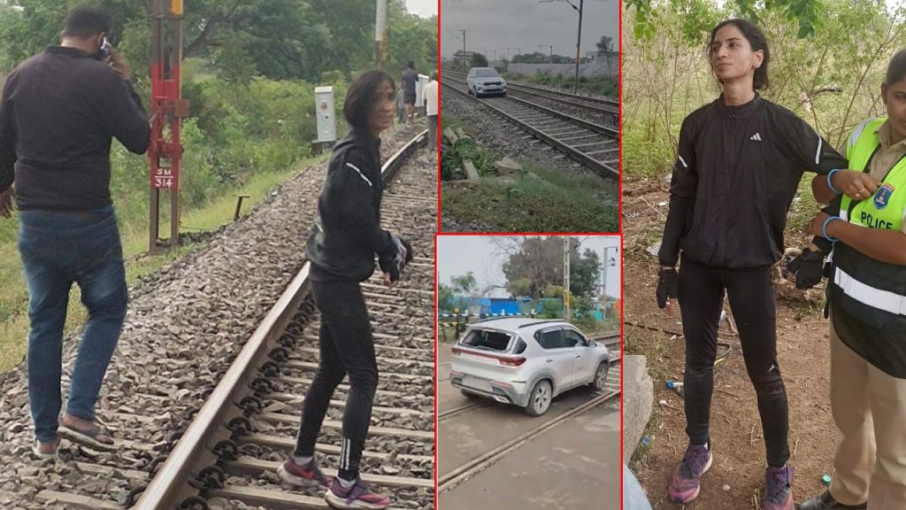 Instagram Reel Stunt On Railway Track Woman Drives Car On Rails In Shankarpally Delays Trains