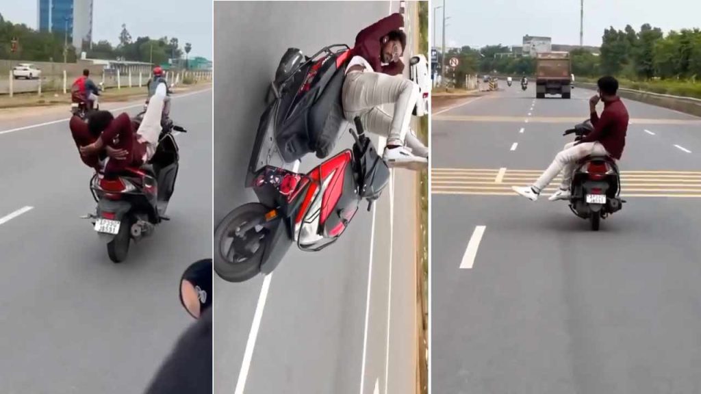 Dangerous Stunts On Guntur Highway Youth Puts Commuters At Risk