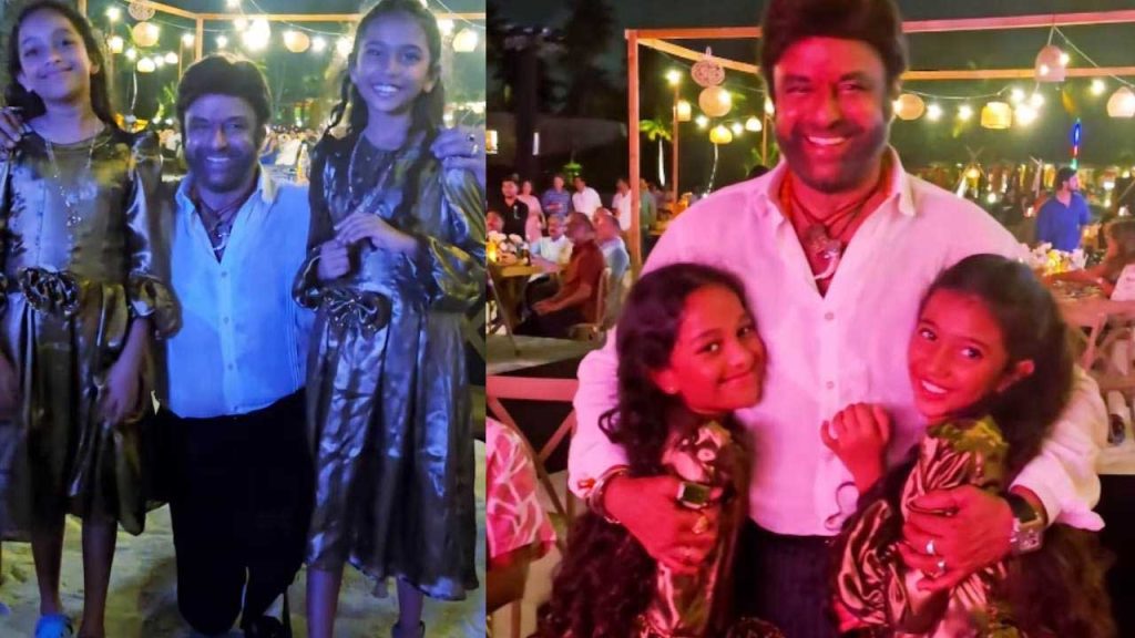 Balakrishnas Heartwarming Gesture Kneels For Photos With Udaya Bhanus Twins In Viral Video