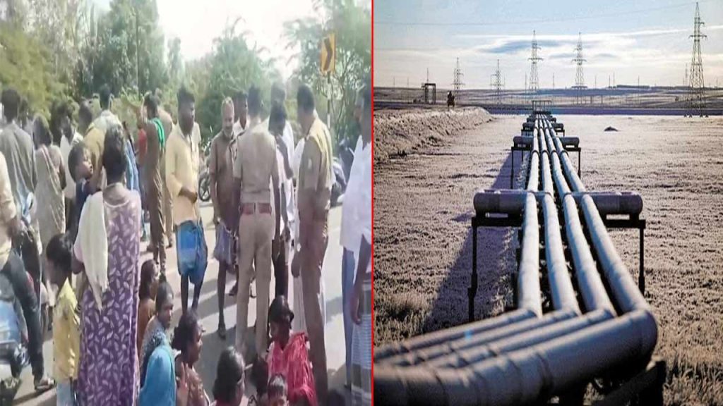 Pasarlapudi Ongc Oil Leak Row Villagers Protest Against Pipeline Team