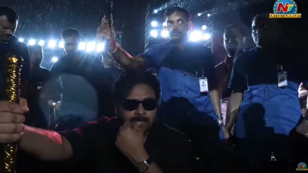 Pawan Kalyans Cinematic Entry At Og Concept Event Goes Viral Amidst Rain