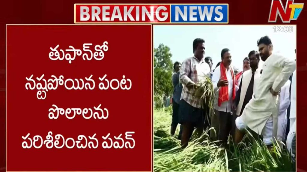 Ap Deputy Cm Pawan Kalyan Visits Cyclone Hit Paddy Fields In Koduru