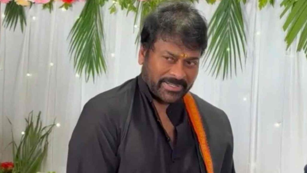 Megastar Chiranjeevi Wears Ayyappa Mala Again Joins Anil Ravipudis New Film Shoot