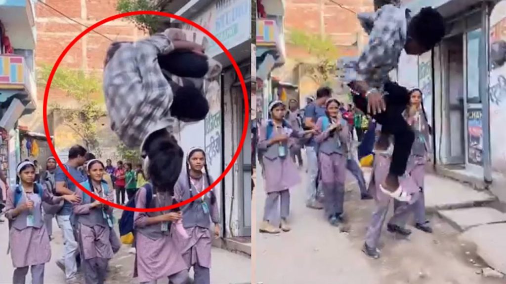 Young Man Stunts On The Roadside In Bihar