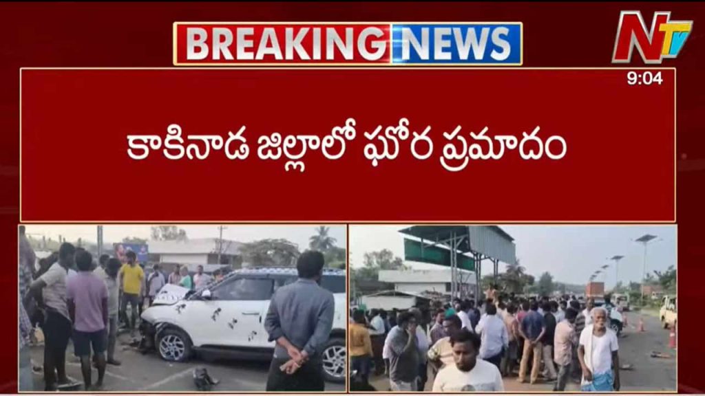 Kakinada Road Accident Three Dead As Wedding Car Loses Control