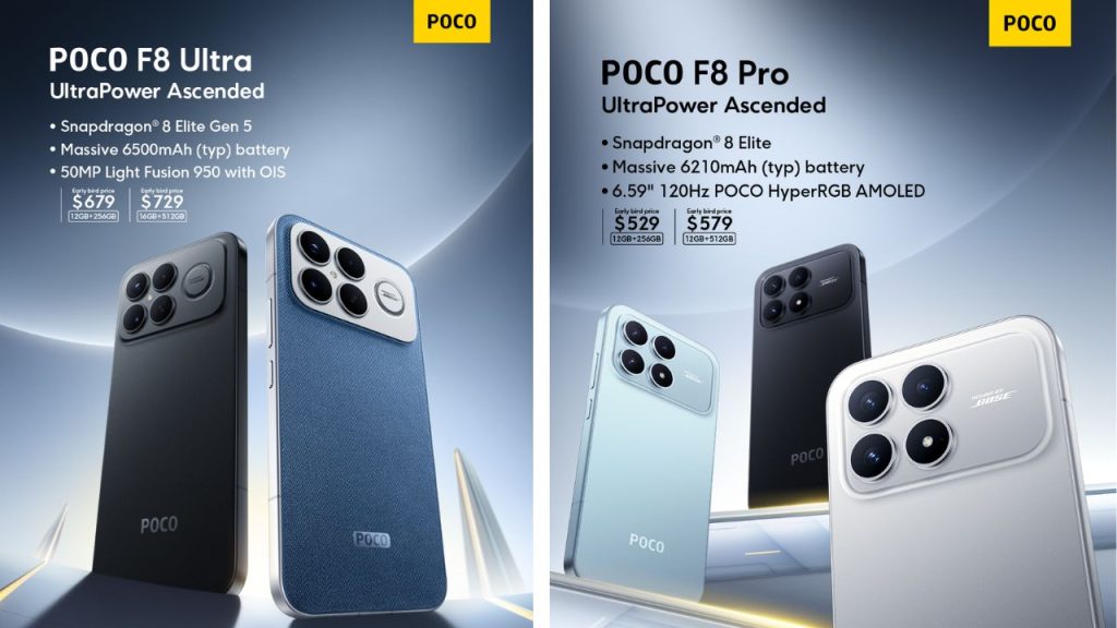 Poco F8 Ultra Poco F8 Pro Launched Globally With Snapdragon Elite Chips 100w Charging Bose Speakers