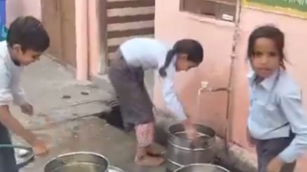 Rajasthan School Sparks Outrage For Making Students Wash Utensils After Mid Day Meal Viral Video