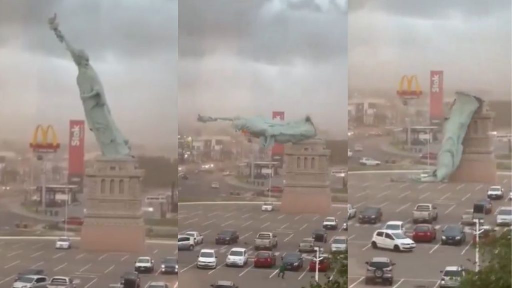 Statue Of Liberty Replica Collapses Due To Strong Winds In Brazil Video Goes Viral
