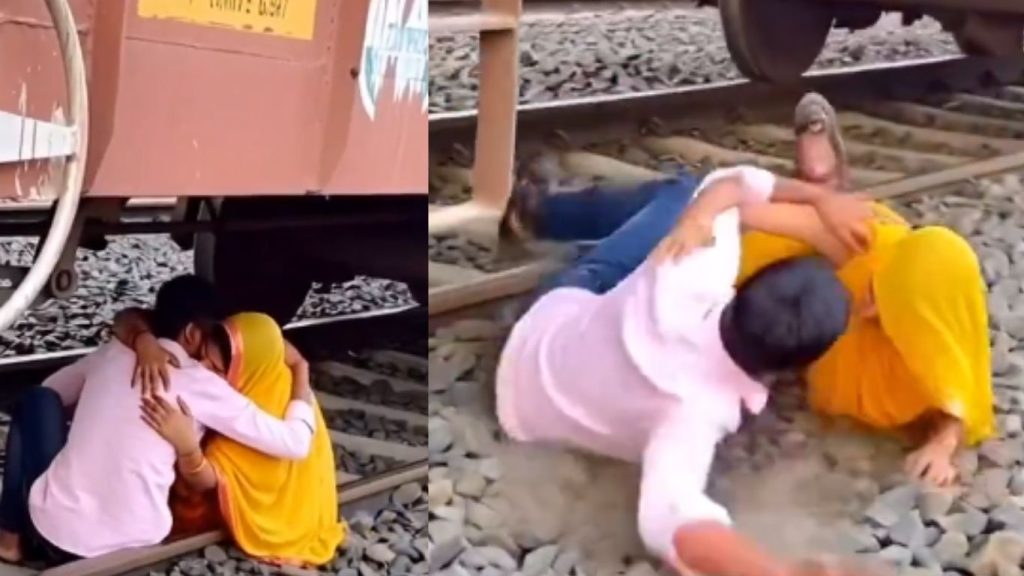 Couples Risky Romance On Railway Track Goes Viral