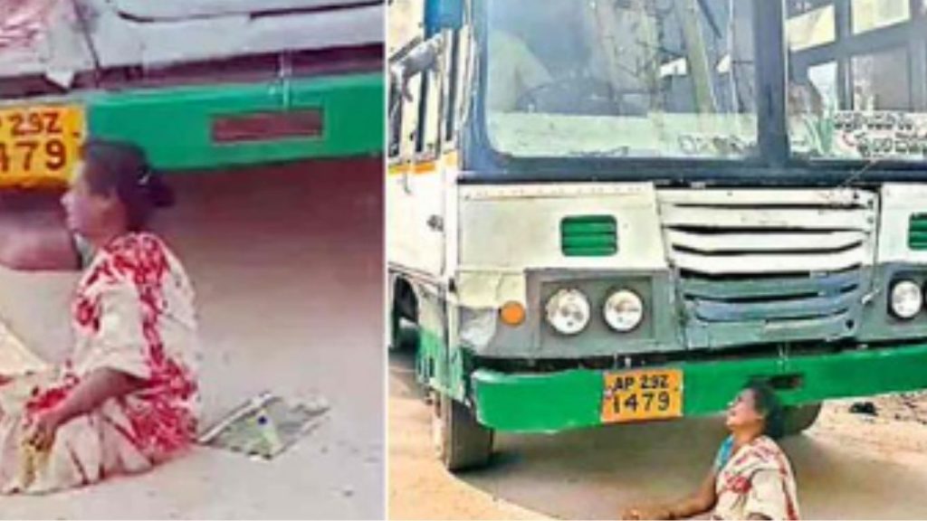 Drunk Woman Blocks Rtc Bus Demanding Liquor In Prakasam District Viral Video