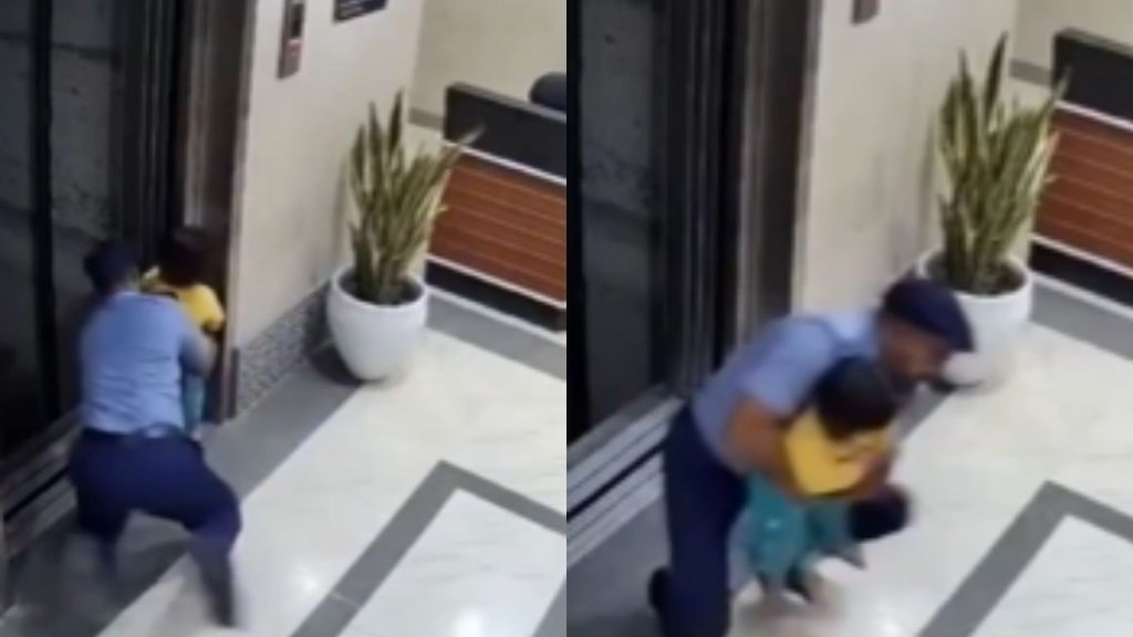 Brave Security Guard Saves Child From Open Lift Gap Viral Video