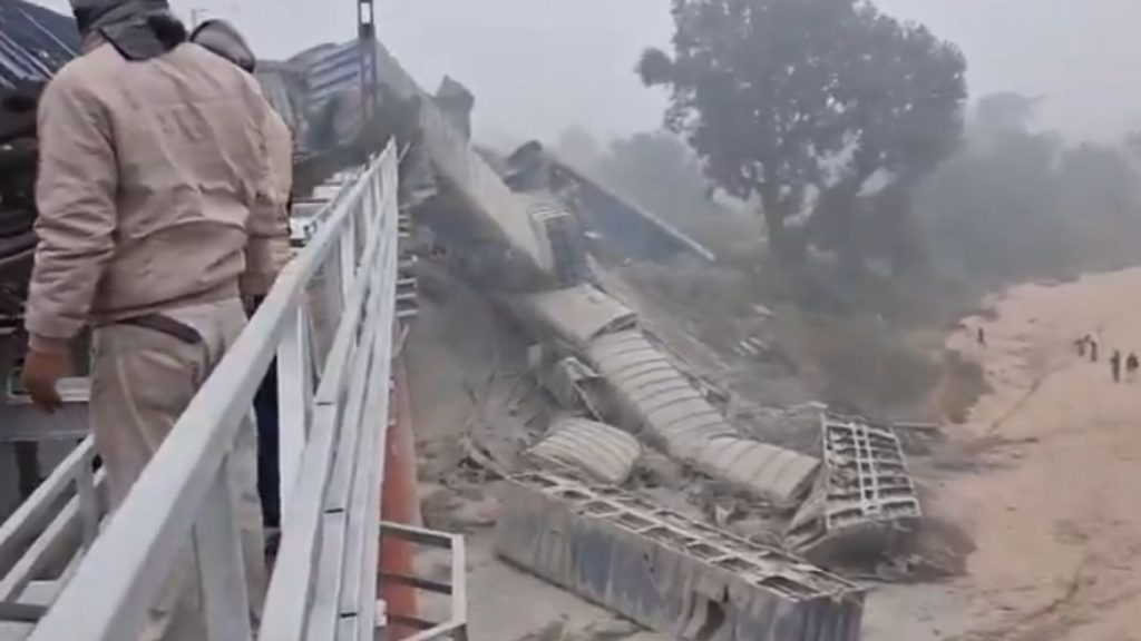 Bihar Train Accident 19 Goods Train Wagons Derail And Fall From Bridge