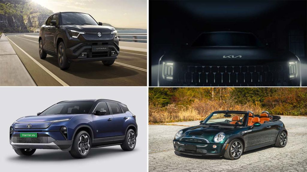 New Car Launches In India December 2025 Maruti E Vitara New Kia Seltos Mini Cooper S Convertible Tata Harrier Safari