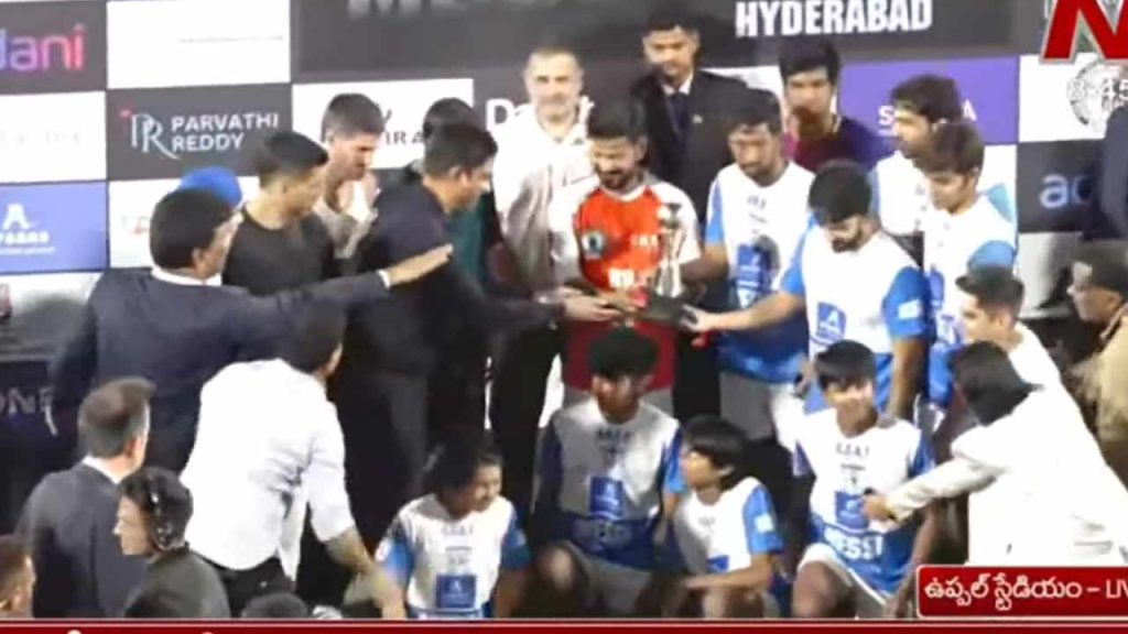 Messi Cm Revanth Friendly Match Uppal Stadium