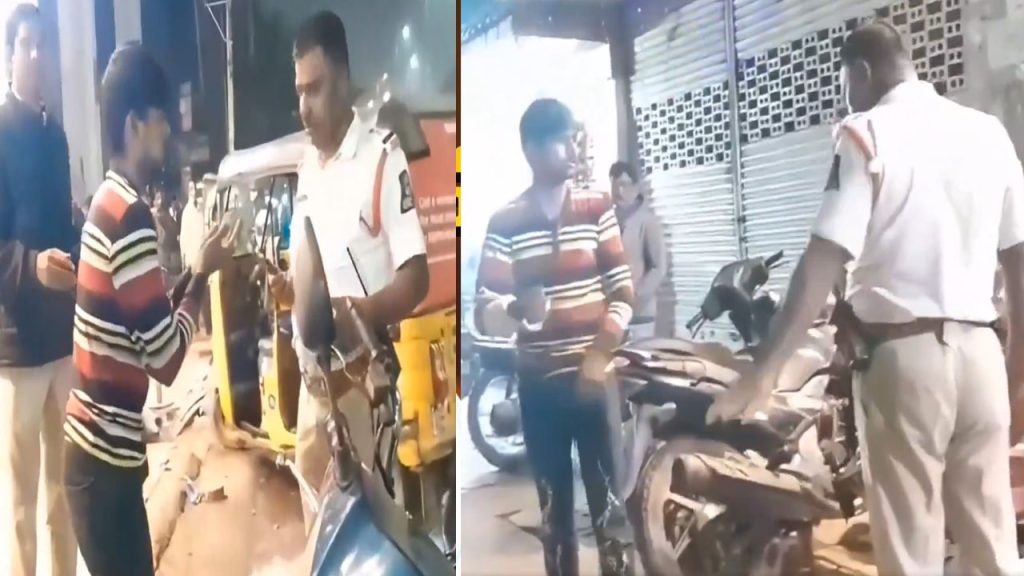 Drunk Auto Driver Throws Snake At Traffic Police Chandrayangutta