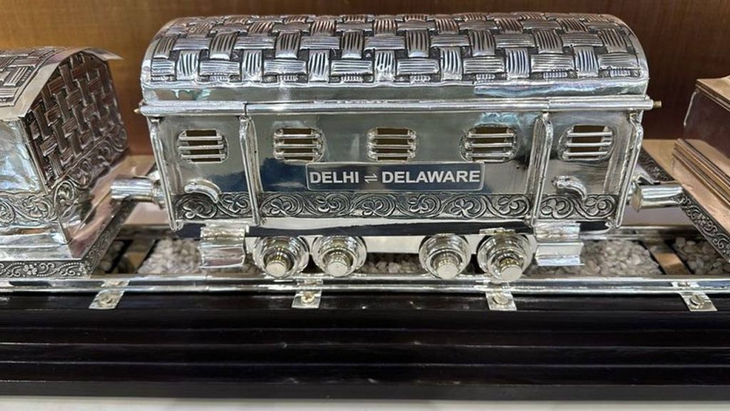 Pm Modi Gifted Biden Silver Train Set Worth 7750