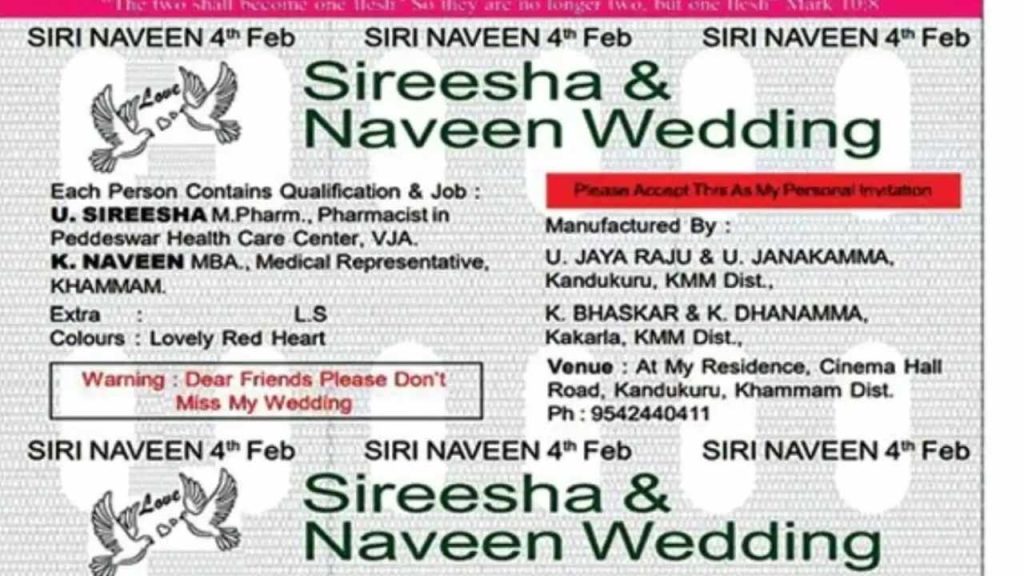 Pharma Couple Tablet Sheet Wedding Card Khammam Viral Invitation