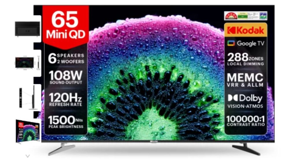 Kodak Iconik 65 Inch Mini Led Qd Google Tv Launched In India With 108w Sound Dolby Atmos Price Features Are