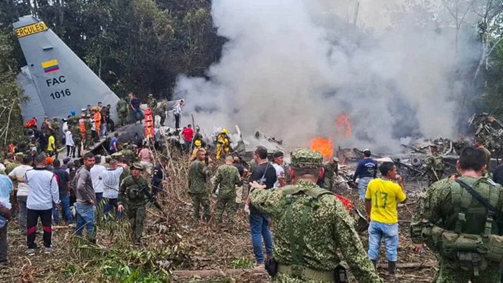 Massive Fire Broke Out After Colombian Military Aircraft Crashed