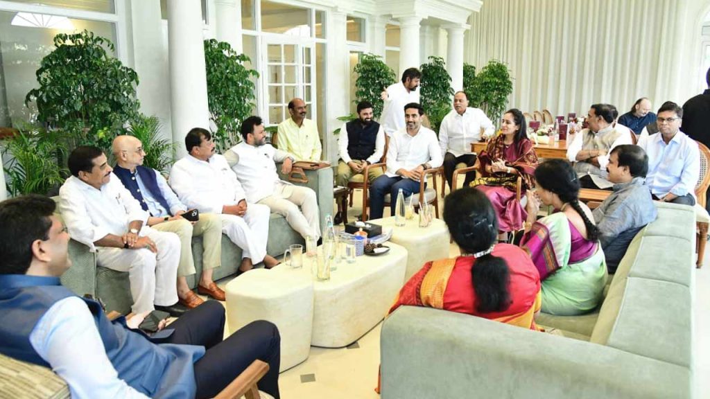 Nara Lokesh Joins Nda Mps Meet At Kinjarapu Ram Mohan Naidu House In New Delhi