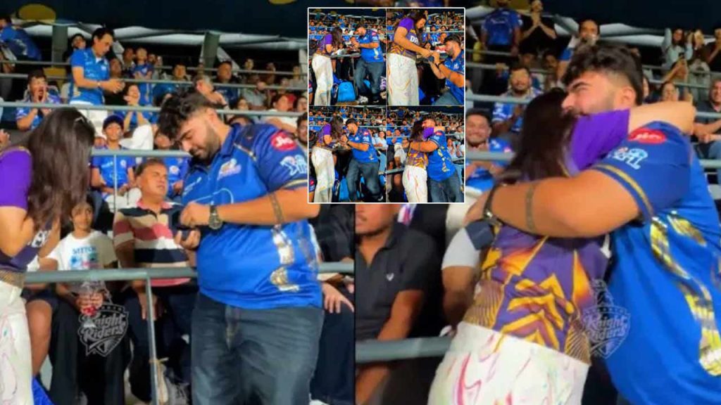 Wankhede Stadium Proposal Mi Fan Proposes Kkr Girl Ring Slip Sparks Viral Moment