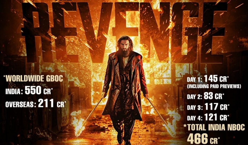 Dhurandhar2 Create History 761cr Gross Collection Worldwide In 4 Days