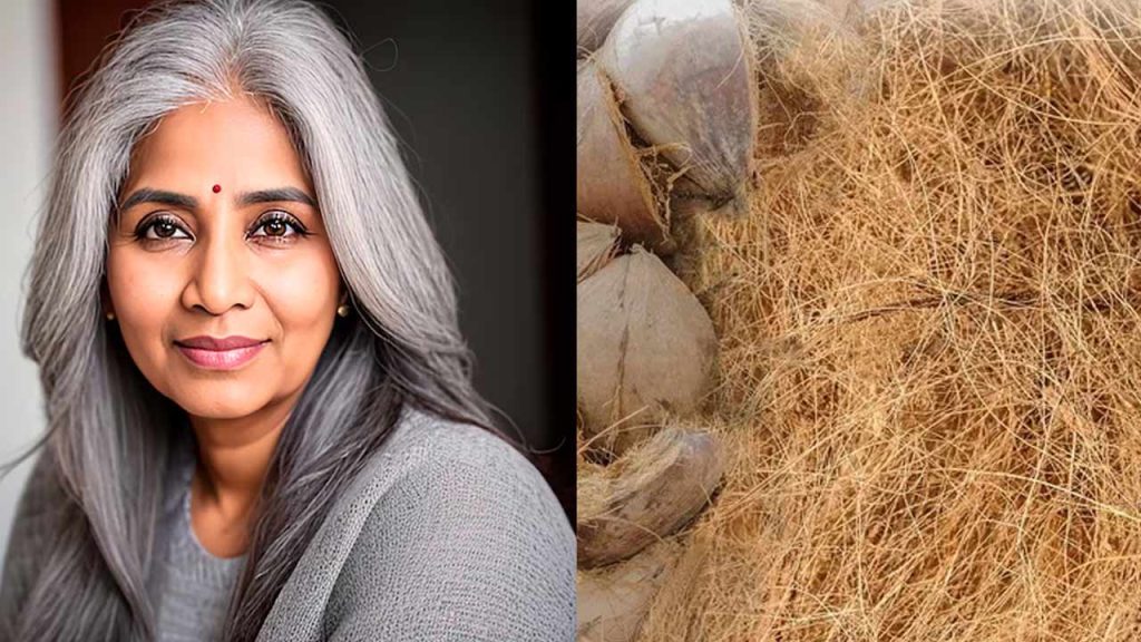 Natural Hair Dye With Coconut Fiber For Gray Hair