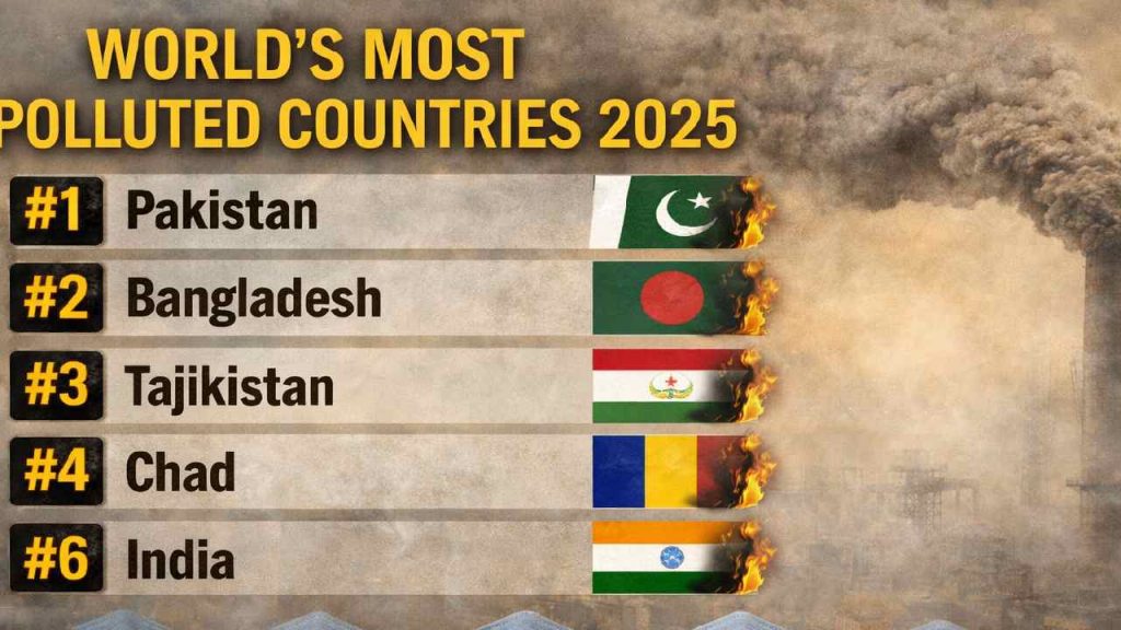 World Most Polluted Countries 2025 Iqair Report India Rank