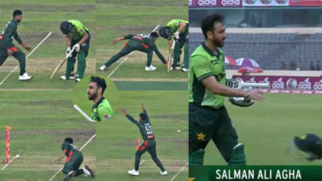 Mehidy Hasan Miraz Run Out Salman Ali Agha Controversy Pakistan Bangladesh Match