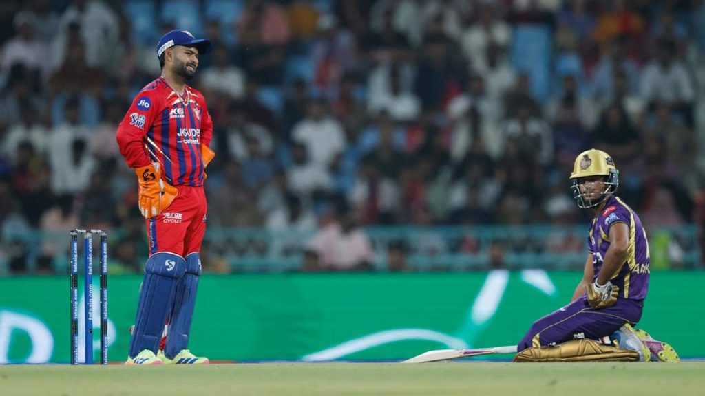 Angkrish Raghuvanshi Out For Obstructing The Field Kkr Outraged Lsg Vs Kkr