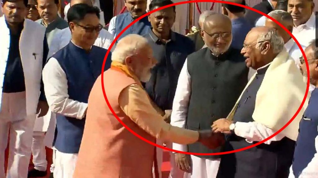 Modi Kharge Light Moment Parliament Ambedkar Jayanti Viral Video