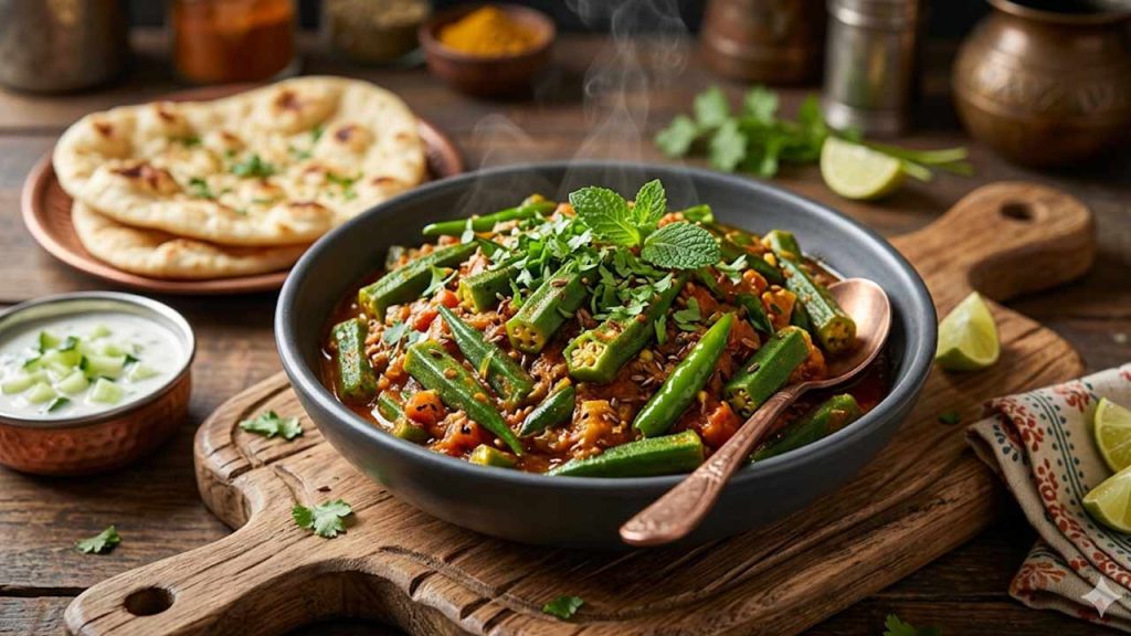 Dhaba Style Masala Bhindi Recipe Easy Homemade Spicy Okra Curry