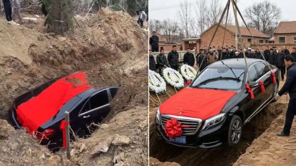 Family Buries Rs 1 5 Crore Benz Car Along With Deceased