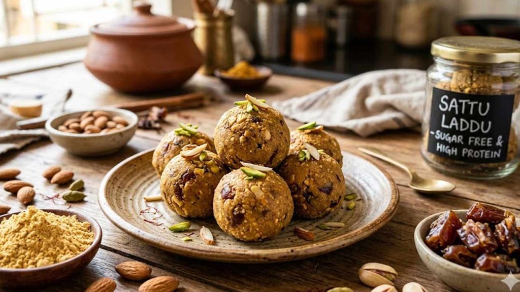 High Protein Sattu Laddu Recipe Without Sugar Healthy Sweet Snack