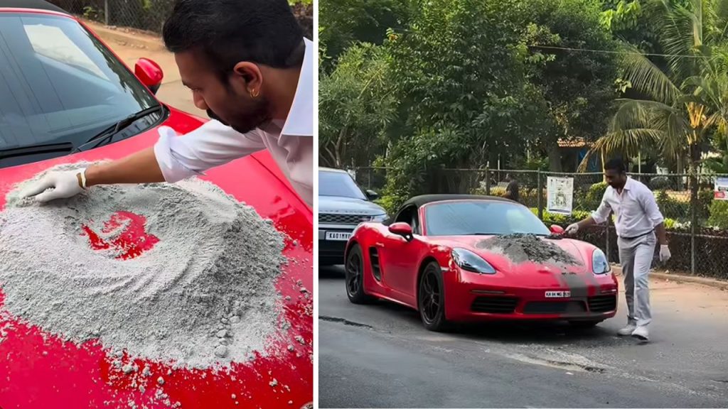Viral Video Bengaluru Young Businessman Fixes Pothole With Porsche Sends Strong Message