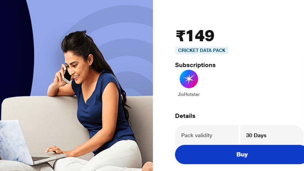 Jio Listed Rs 149 Recharge Plan On Its Website Under Name Cricket Data Pack
