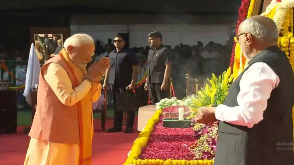 Ambedkar Jayanti Modi Kharge Pay Tributes Parliament Viral Moment