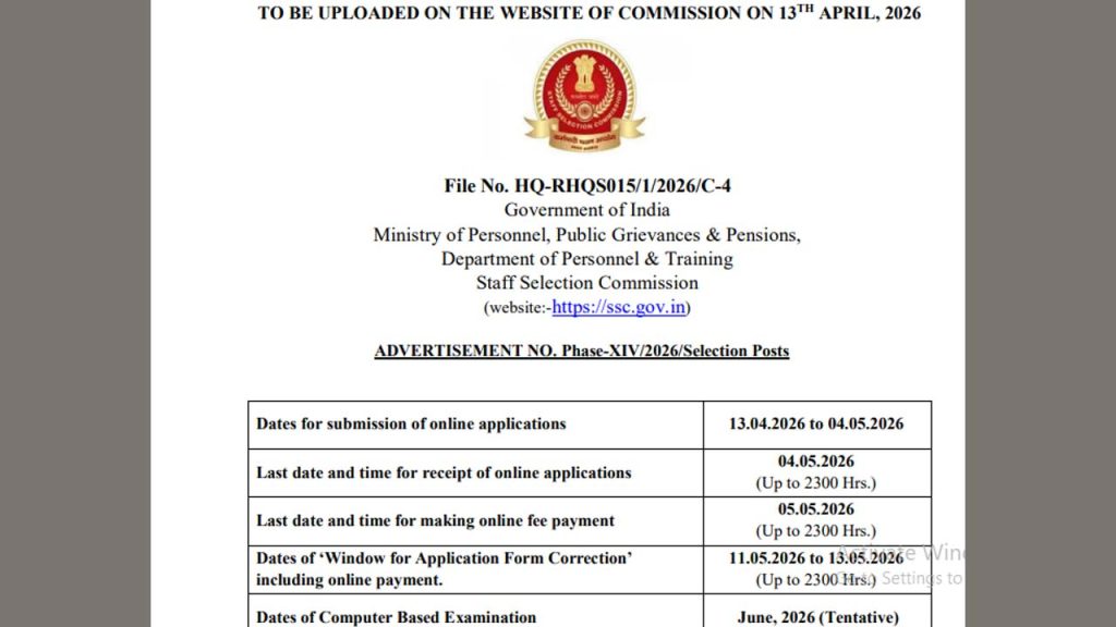 Ssc Released Selection Post Phase 14 Notification Total Of 3003 Vacancies