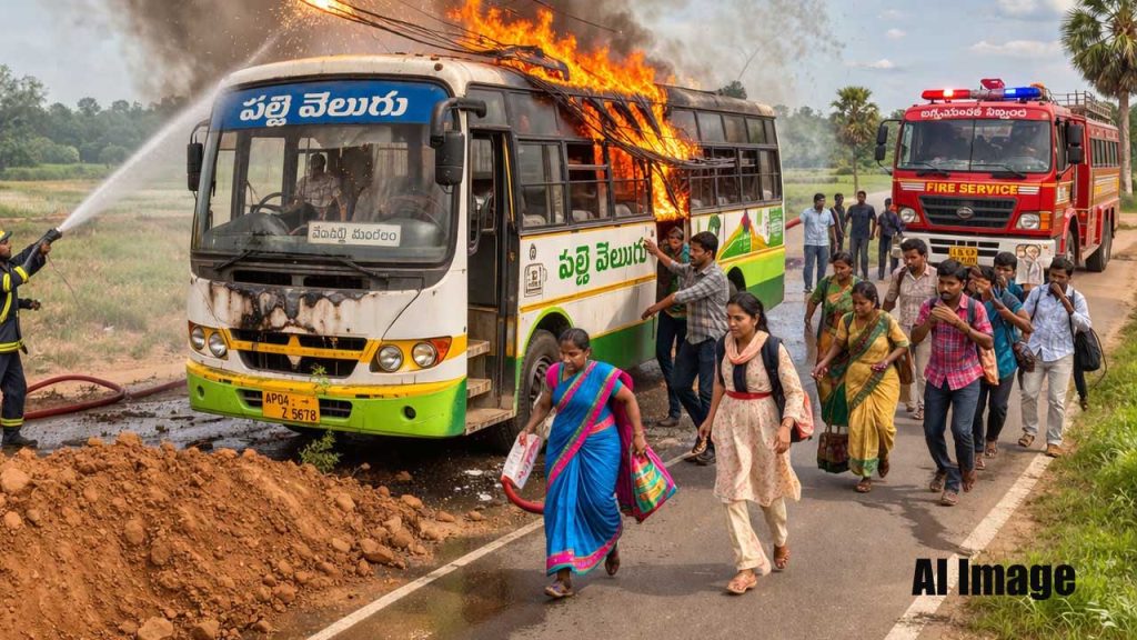 Ysr Kadapa Vempalli Rtc Bus Fire Accident Passengers Safe