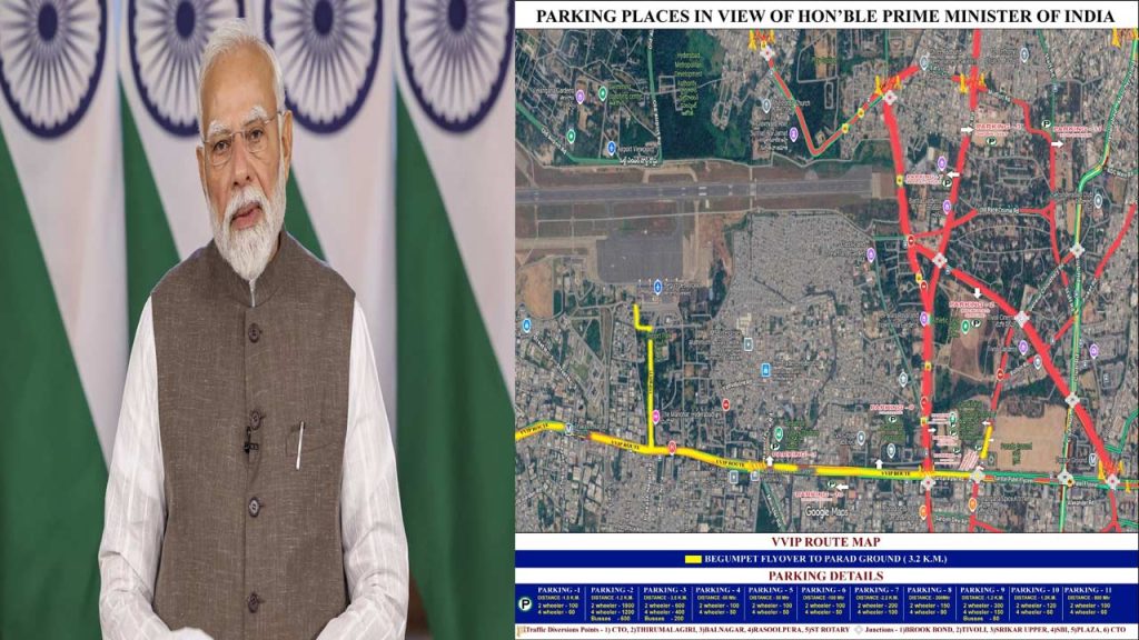 Hyderabad Traffic Restrictions Pm Modi Visit May 10 Route Map