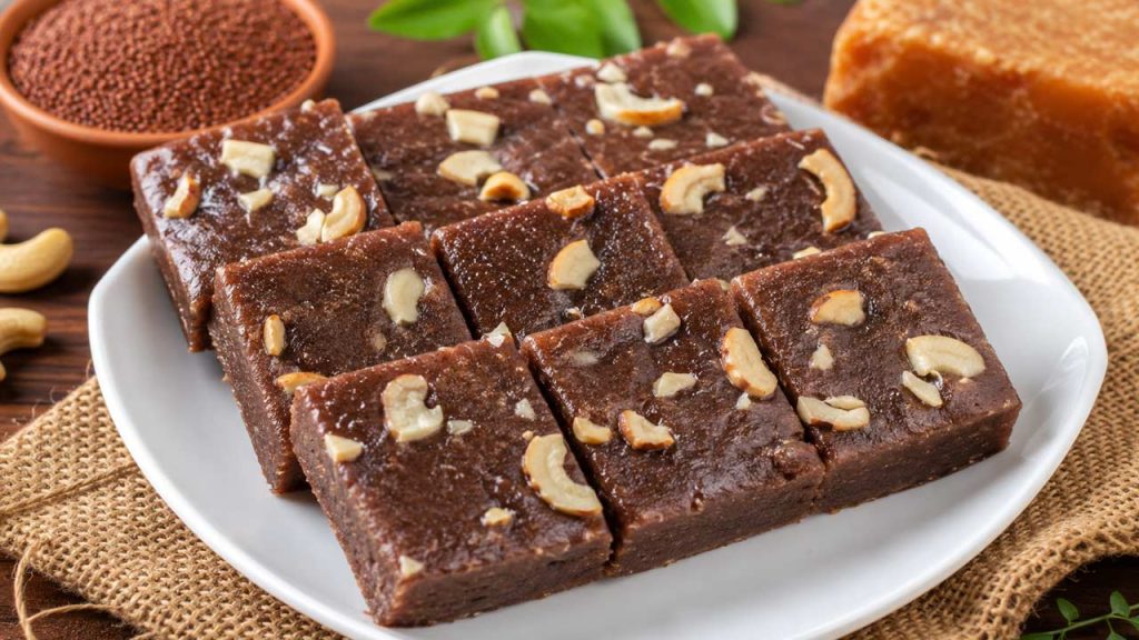 Ragi Burfi Recipe Healthy Jaggery Sweet Benefits