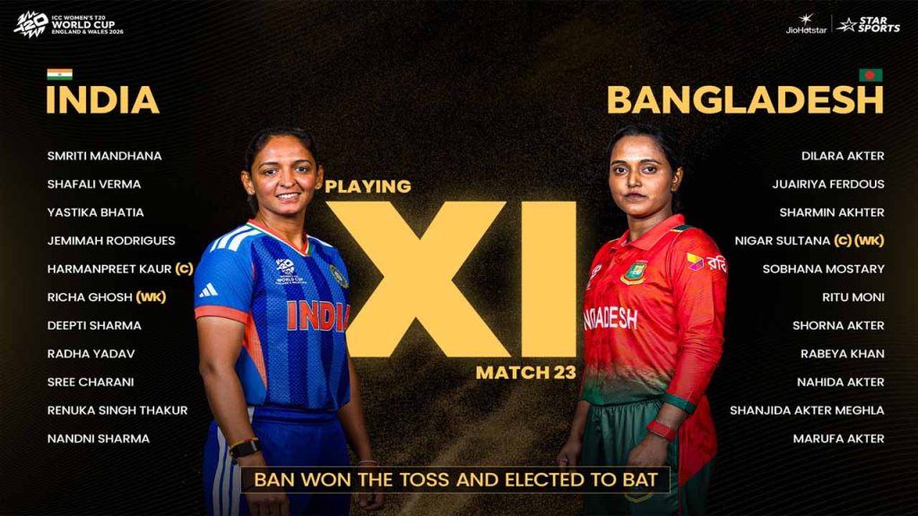 Womens T20 World Cup 2026 India Vs Bangladesh Match Updates