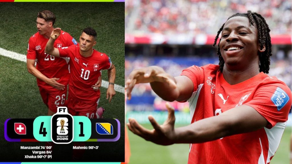 Fifa World Cup 2026 Johan Manzambi Scores Double As Switzerland Thrash Bosnia 4 1
