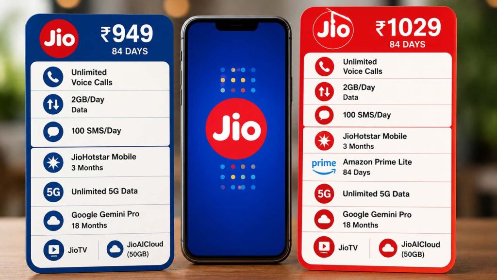 Jio %e2%82%b9949 Vs %e2%82%b91029 Prepaid Plan Comparison Which 84 Day Recharge Is Better